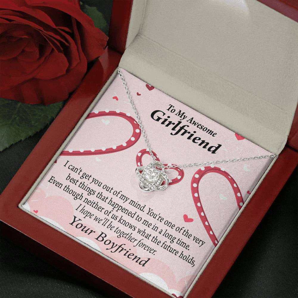 To My Girlfriend We'll Be Together Forever Love Knot Pendant Necklace Stainless Steel W Cz Stone - Luxury Love Knot Necklace Meanful Gift Idea For Her/Him