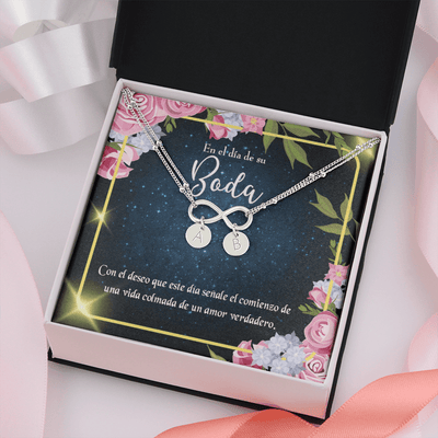 To My Wife En El D�a De Su Boda Infinity Bracelet With Initial Charms - Infinity Bracelet