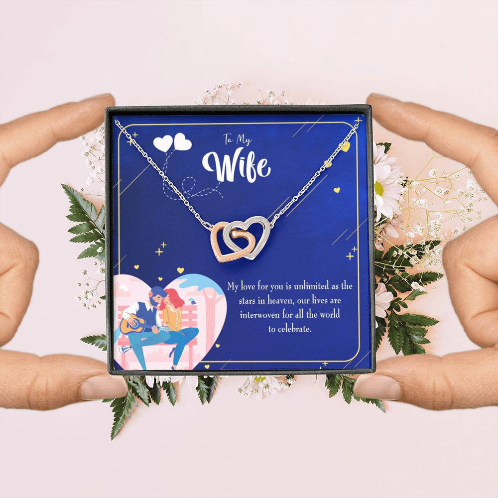 Wife Gift For Wife Birthday Unlimited Love Inseparable Love Pendant 18k Rose Gold Finish 16� - Interlocking Hearts Necklace