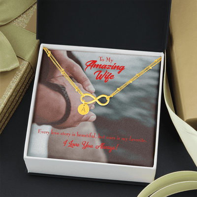 To My Wife Beautiful Love Story Infinity Bracelet With Initial Charms - Infinity Bracelet