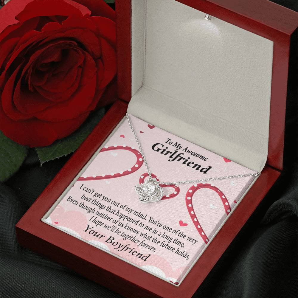 To My Girlfriend We'll Be Together Forever Love Knot Pendant Necklace Stainless Steel W Cz Stone - Luxury Love Knot Necklace Meanful Gift Idea For Her/Him