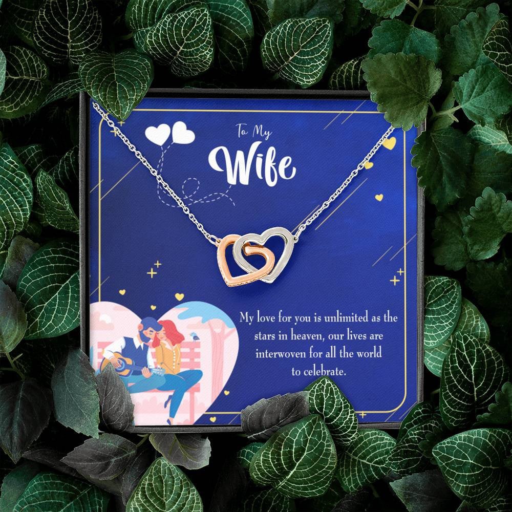 Wife Gift For Wife Birthday Unlimited Love Inseparable Love Pendant 18k Rose Gold Finish 16� - Interlocking Hearts Necklace