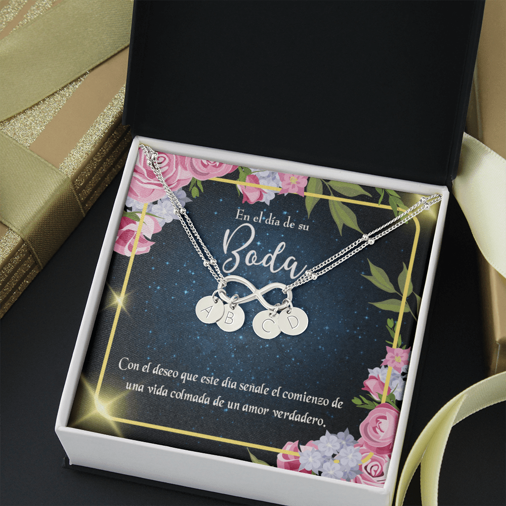 To My Wife En El D�a De Su Boda Infinity Bracelet With Initial Charms - Infinity Bracelet
