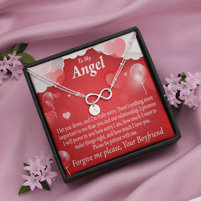 To My Girlfriend Forgive Me Infinity Bracelet With Initial Charms - Infinity Bracelet