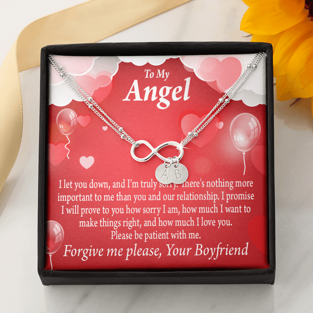 To My Girlfriend Forgive Me Infinity Bracelet With Initial Charms - Infinity Bracelet