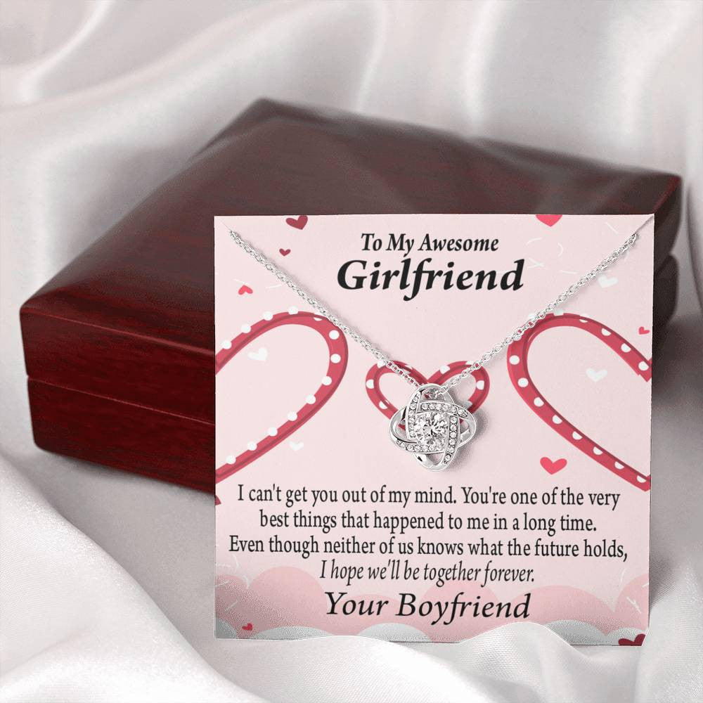 To My Girlfriend We'll Be Together Forever Love Knot Pendant Necklace Stainless Steel W Cz Stone - Luxury Love Knot Necklace Meanful Gift Idea For Her/Him