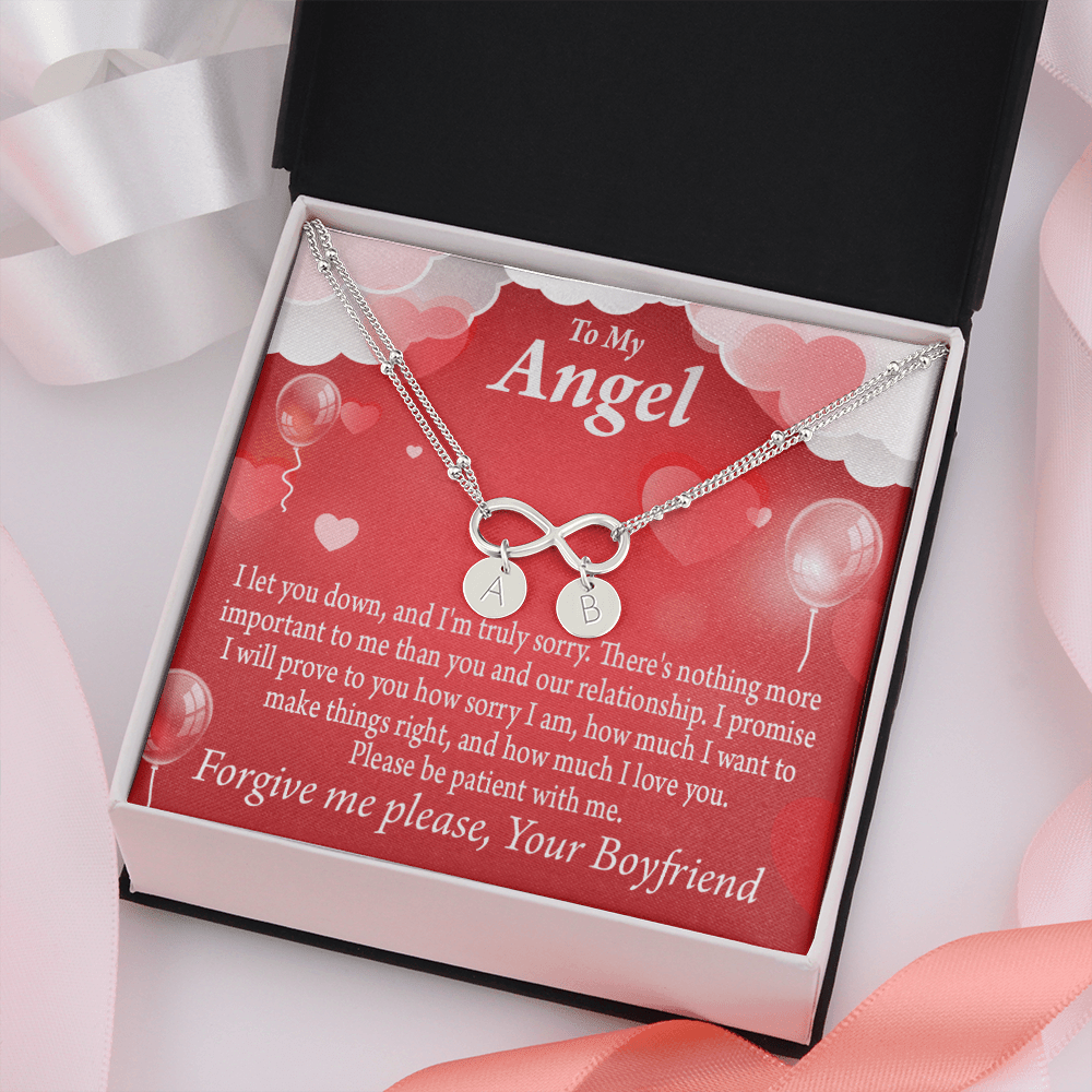To My Girlfriend Forgive Me Infinity Bracelet With Initial Charms - Infinity Bracelet