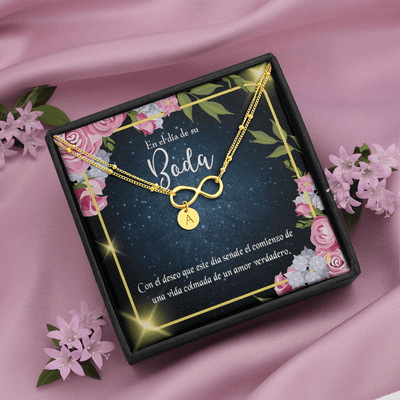 To My Wife En El D�a De Su Boda Infinity Bracelet With Initial Charms - Infinity Bracelet
