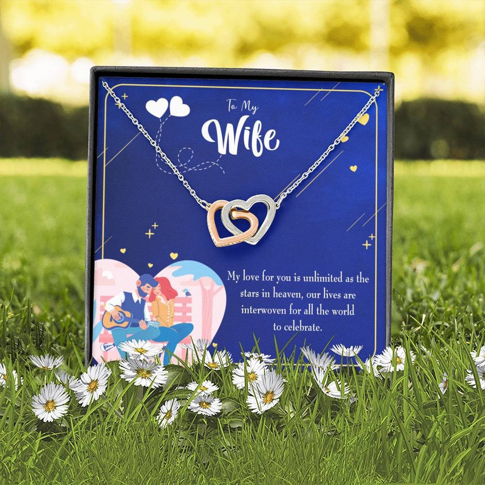 Wife Gift For Wife Birthday Unlimited Love Inseparable Love Pendant 18k Rose Gold Finish 16� - Interlocking Hearts Necklace