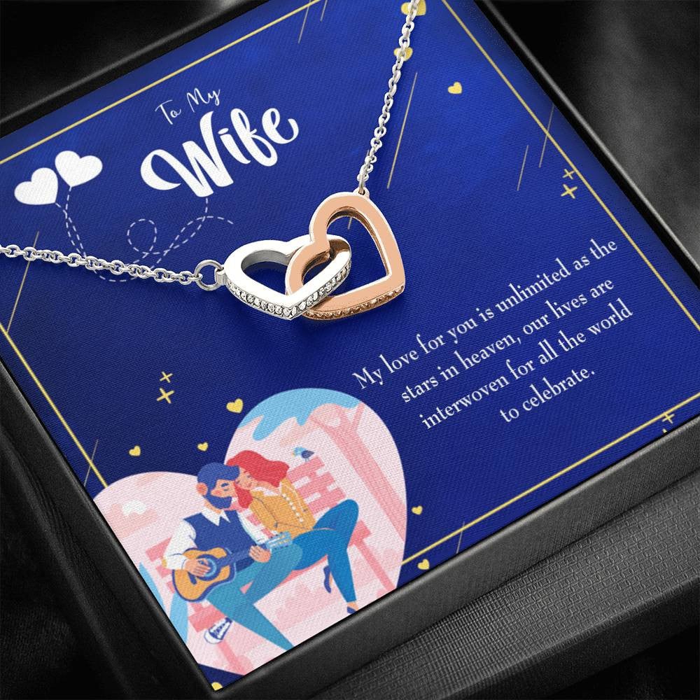 Wife Gift For Wife Birthday Unlimited Love Inseparable Love Pendant 18k Rose Gold Finish 16� - Interlocking Hearts Necklace