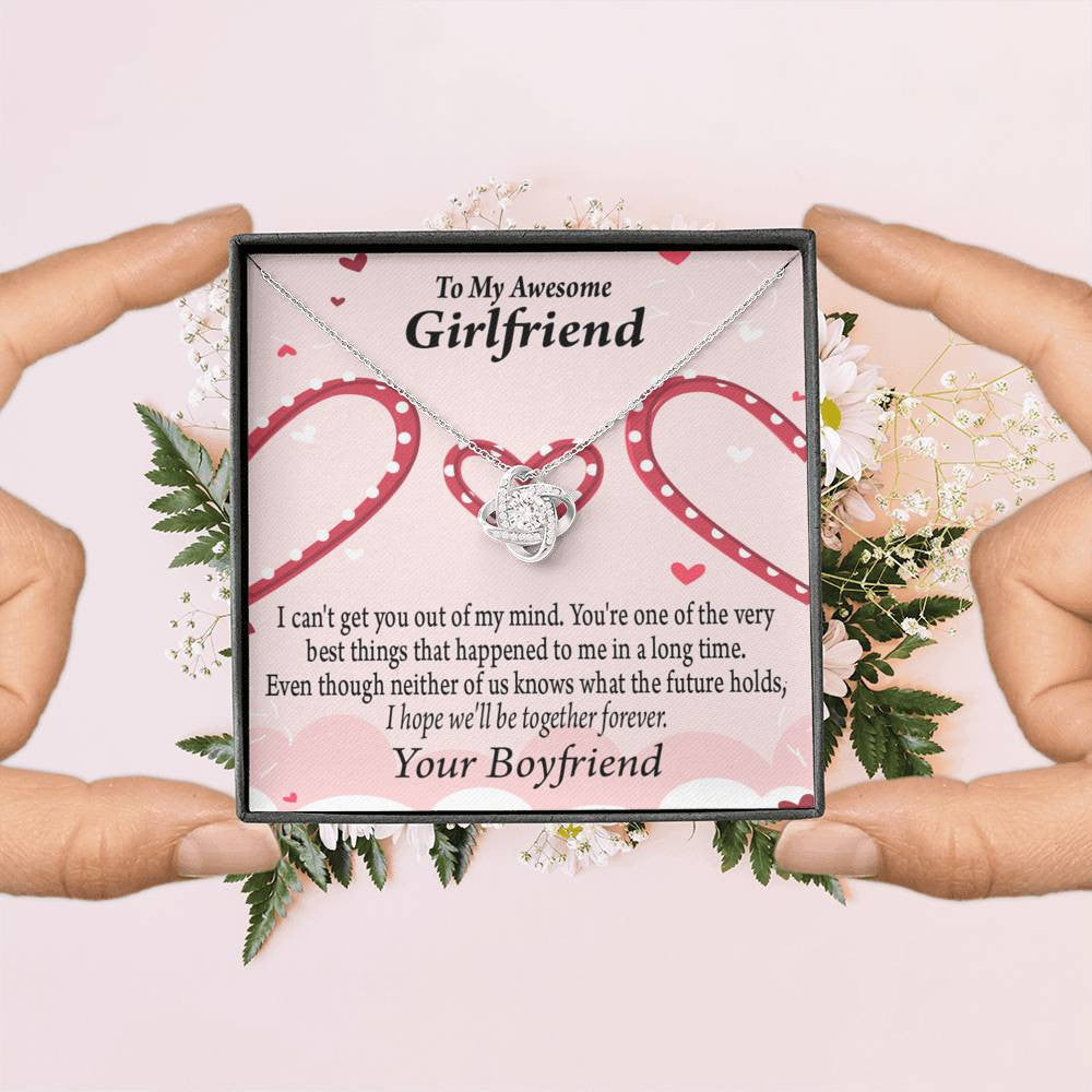To My Girlfriend We'll Be Together Forever Love Knot Pendant Necklace Stainless Steel W Cz Stone - Luxury Love Knot Necklace Meanful Gift Idea For Her/Him