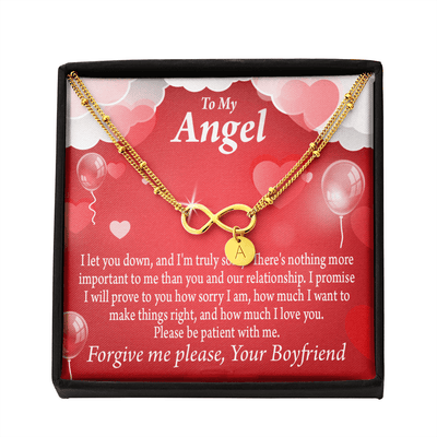 To My Girlfriend Forgive Me Infinity Bracelet With Initial Charms - Infinity Bracelet
