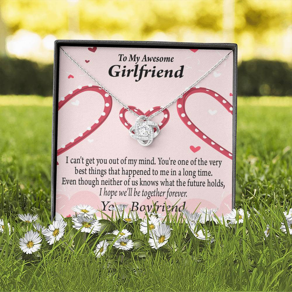 To My Girlfriend We'll Be Together Forever Love Knot Pendant Necklace Stainless Steel W Cz Stone - Luxury Love Knot Necklace Meanful Gift Idea For Her/Him