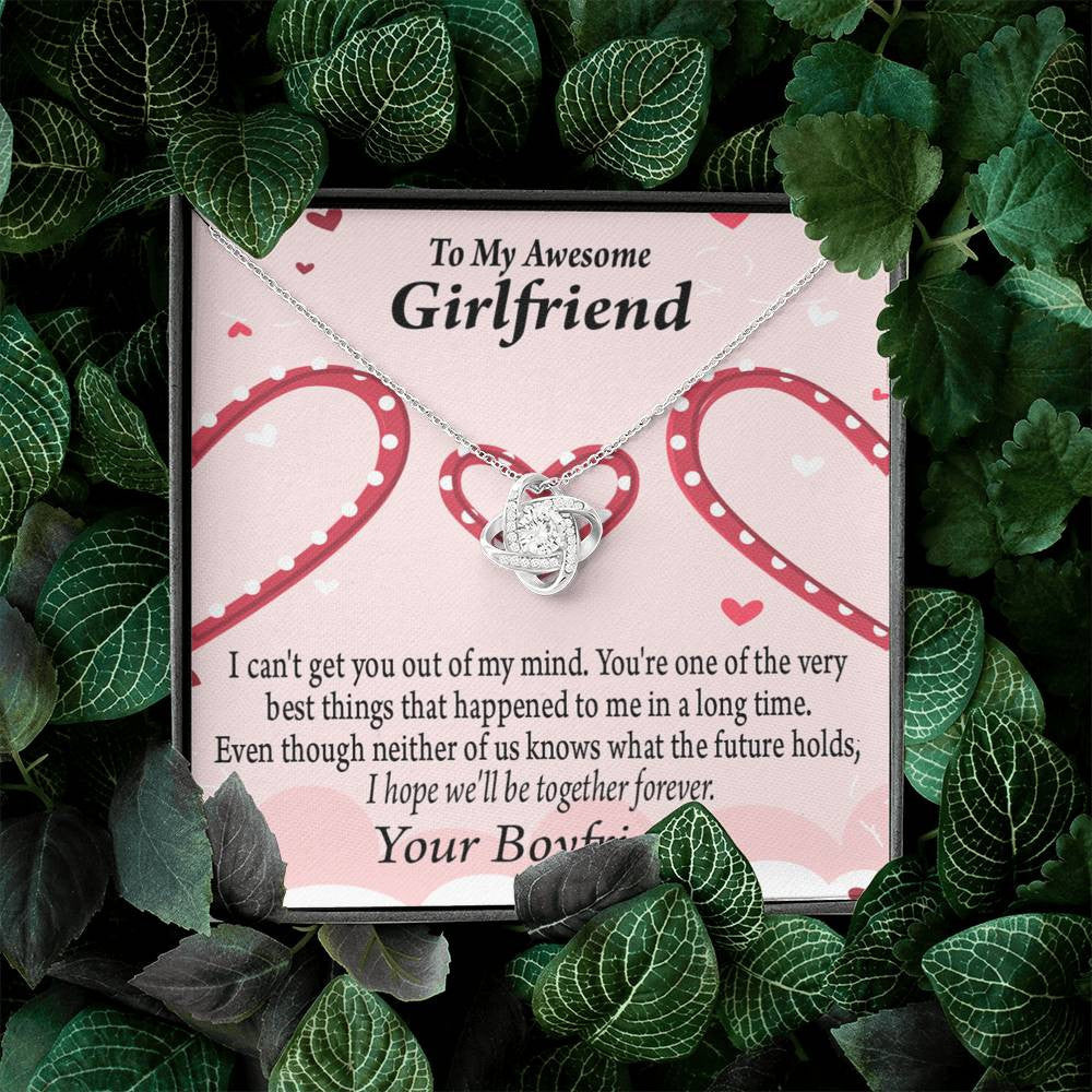To My Girlfriend We'll Be Together Forever Love Knot Pendant Necklace Stainless Steel W Cz Stone - Luxury Love Knot Necklace Meanful Gift Idea For Her/Him