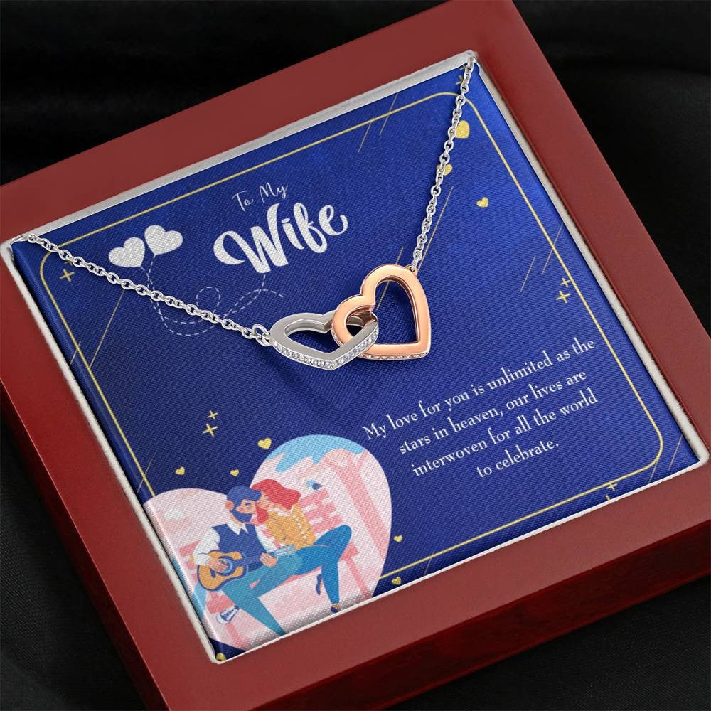 Wife Gift For Wife Birthday Unlimited Love Inseparable Love Pendant 18k Rose Gold Finish 16� - Interlocking Hearts Necklace