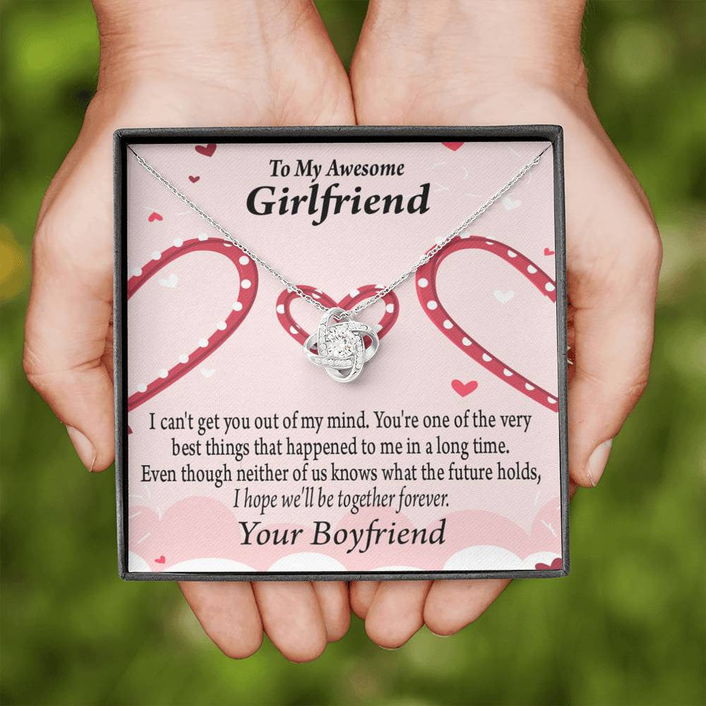 To My Girlfriend We'll Be Together Forever Love Knot Pendant Necklace Stainless Steel W Cz Stone - Luxury Love Knot Necklace Meanful Gift Idea For Her/Him