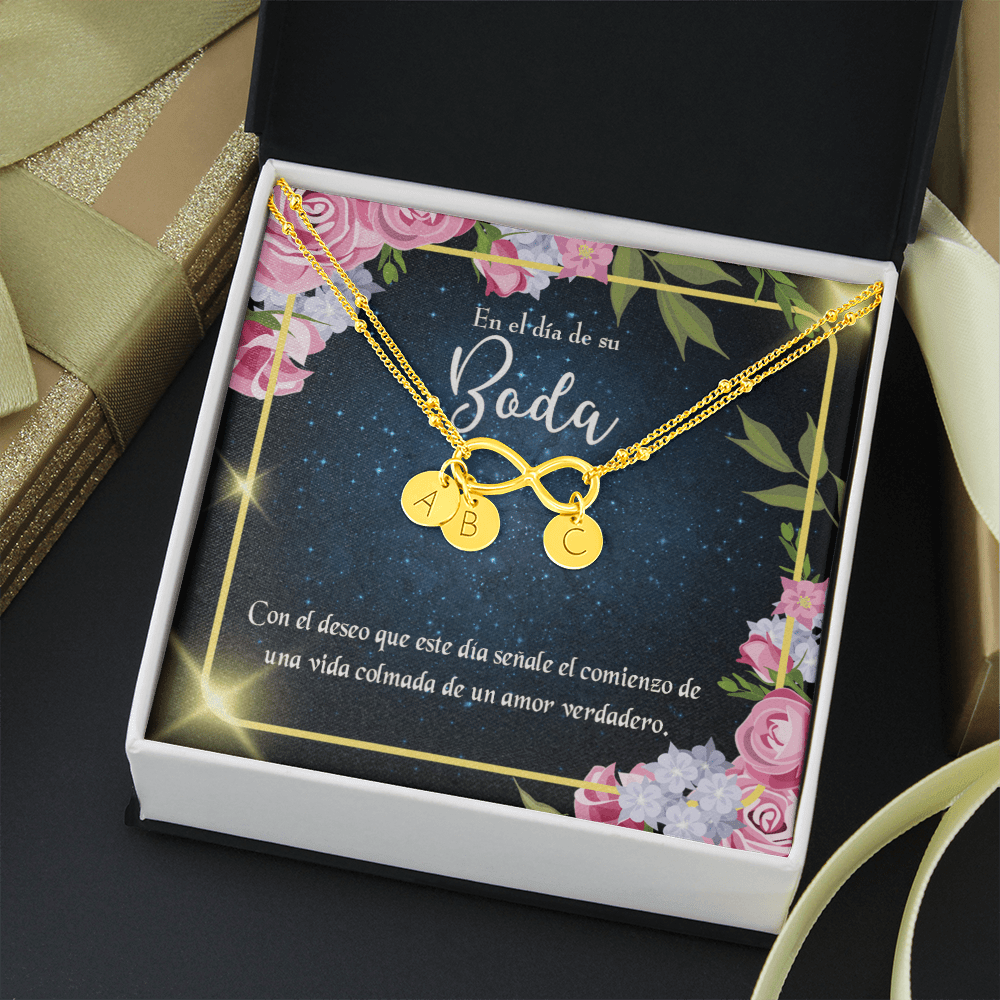 To My Wife En El D�a De Su Boda Infinity Bracelet With Initial Charms - Infinity Bracelet