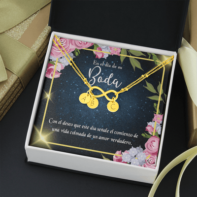 To My Wife En El D�a De Su Boda Infinity Bracelet With Initial Charms - Infinity Bracelet