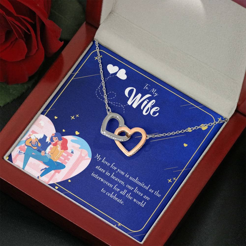 Wife Gift For Wife Birthday Unlimited Love Inseparable Love Pendant 18k Rose Gold Finish 16� - Interlocking Hearts Necklace