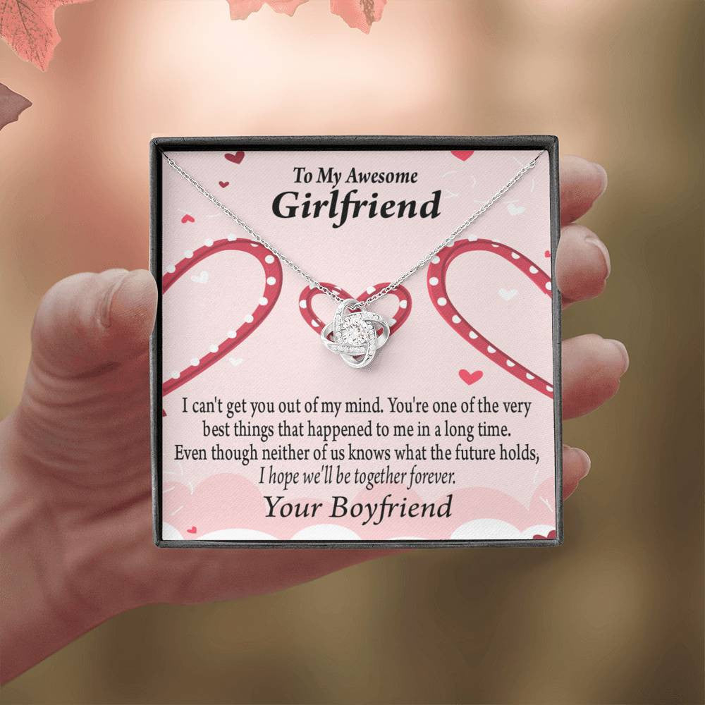 To My Girlfriend We'll Be Together Forever Love Knot Pendant Necklace Stainless Steel W Cz Stone - Luxury Love Knot Necklace Meanful Gift Idea For Her/Him