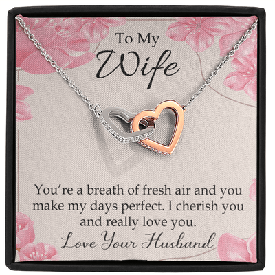 You�Re A Breath Of Fresh Air Gift To Wife Inseparable Necklace Pendant 18k Rose Gold Finish 16� - Interlocking Hearts Necklace