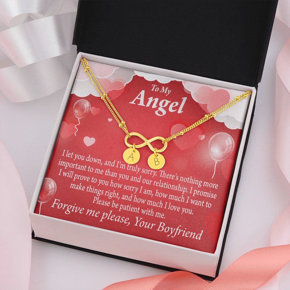 To My Girlfriend Forgive Me Infinity Bracelet With Initial Charms - Infinity Bracelet