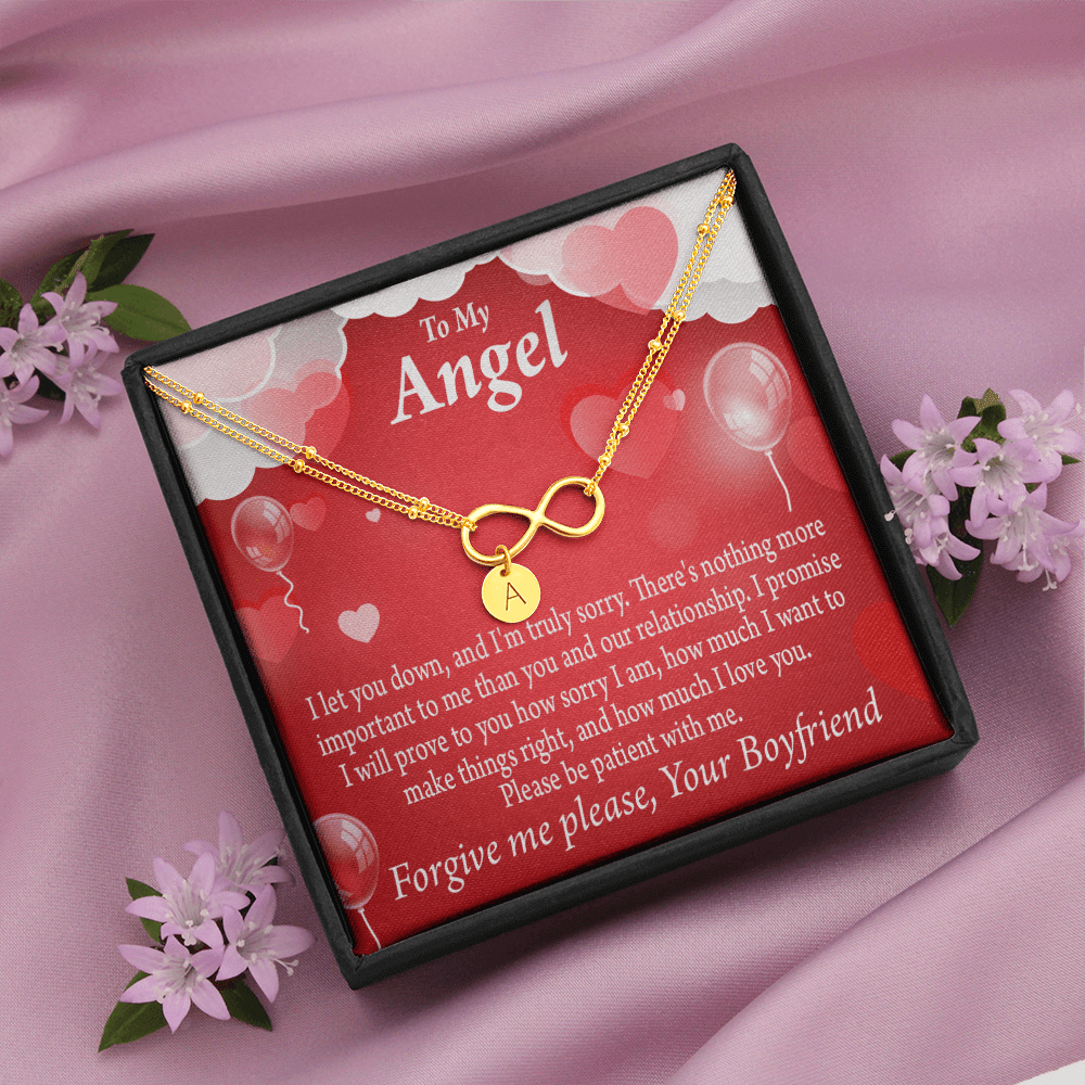 To My Girlfriend Forgive Me Infinity Bracelet With Initial Charms - Infinity Bracelet