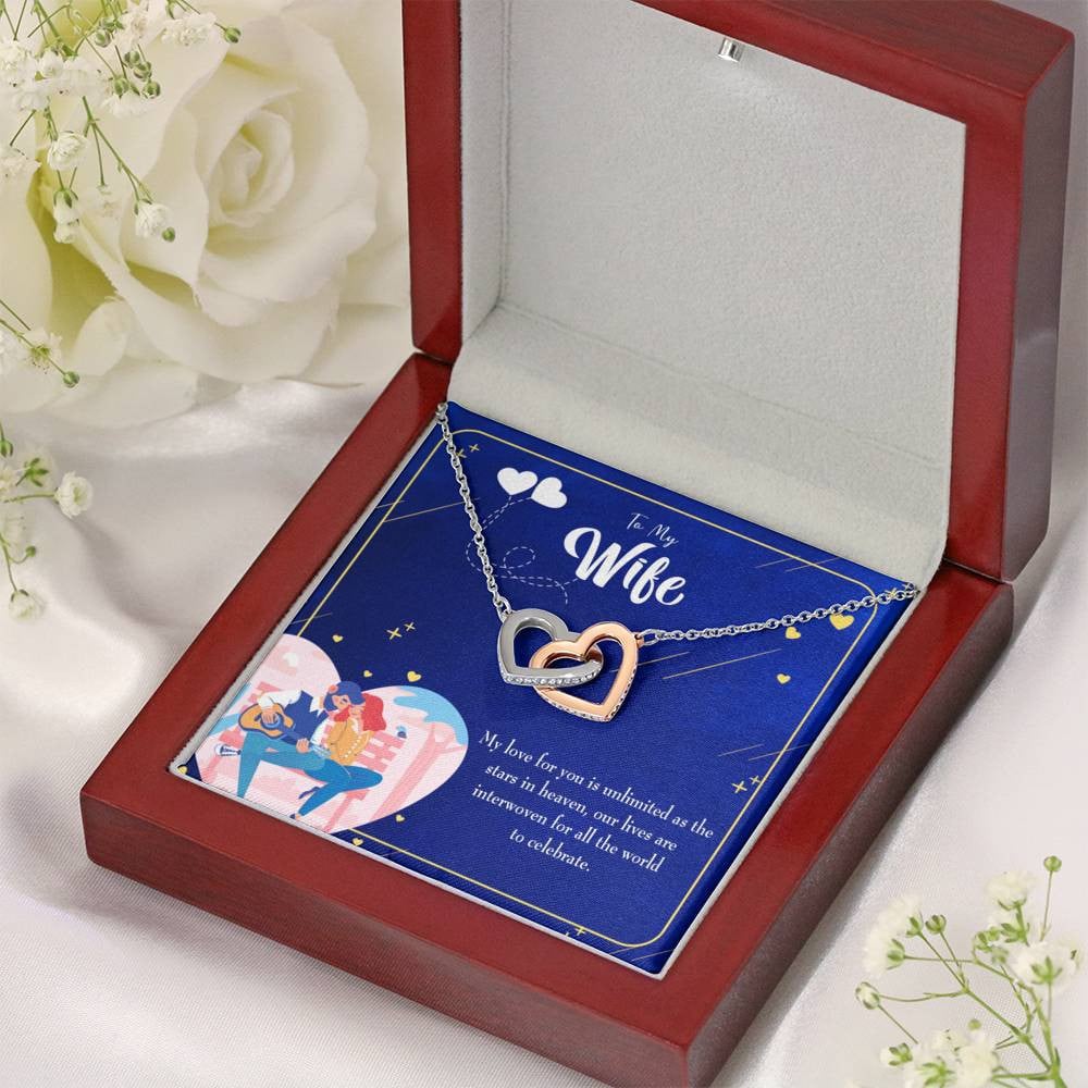 Wife Gift For Wife Birthday Unlimited Love Inseparable Love Pendant 18k Rose Gold Finish 16� - Interlocking Hearts Necklace