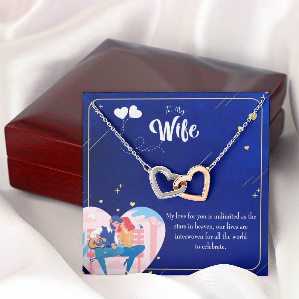 Wife Gift For Wife Birthday Unlimited Love Inseparable Love Pendant 18k Rose Gold Finish 16� - Interlocking Hearts Necklace