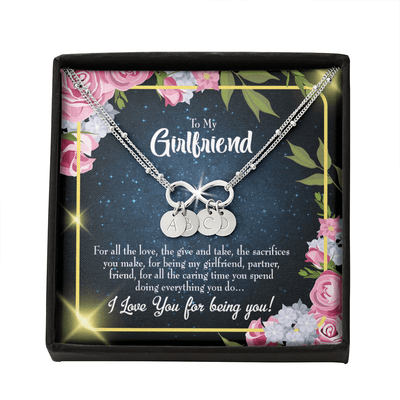 To My Girlfriend Being You Infinity Bracelet With Initial Charms - Infinity Bracelet
