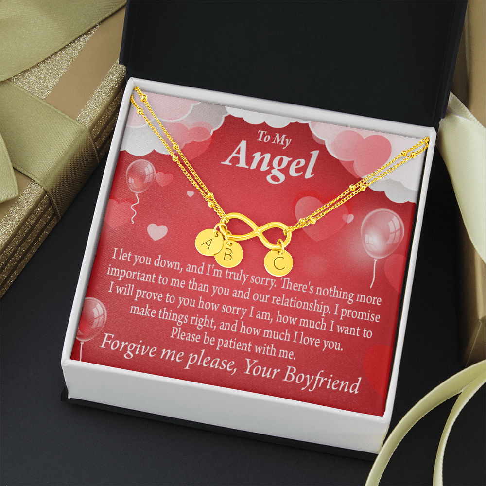 To My Girlfriend Forgive Me Infinity Bracelet With Initial Charms - Infinity Bracelet