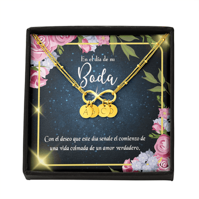 To My Wife En El D�a De Su Boda Infinity Bracelet With Initial Charms - Infinity Bracelet