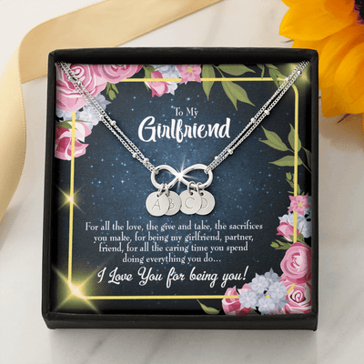 To My Girlfriend Being You Infinity Bracelet With Initial Charms - Infinity Bracelet