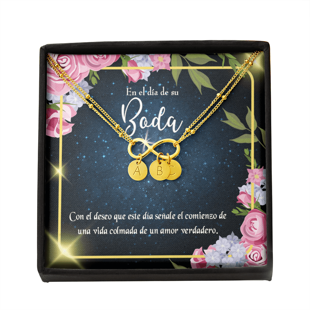 To My Wife En El D�a De Su Boda Infinity Bracelet With Initial Charms - Infinity Bracelet