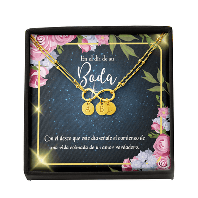 To My Wife En El D�a De Su Boda Infinity Bracelet With Initial Charms - Infinity Bracelet
