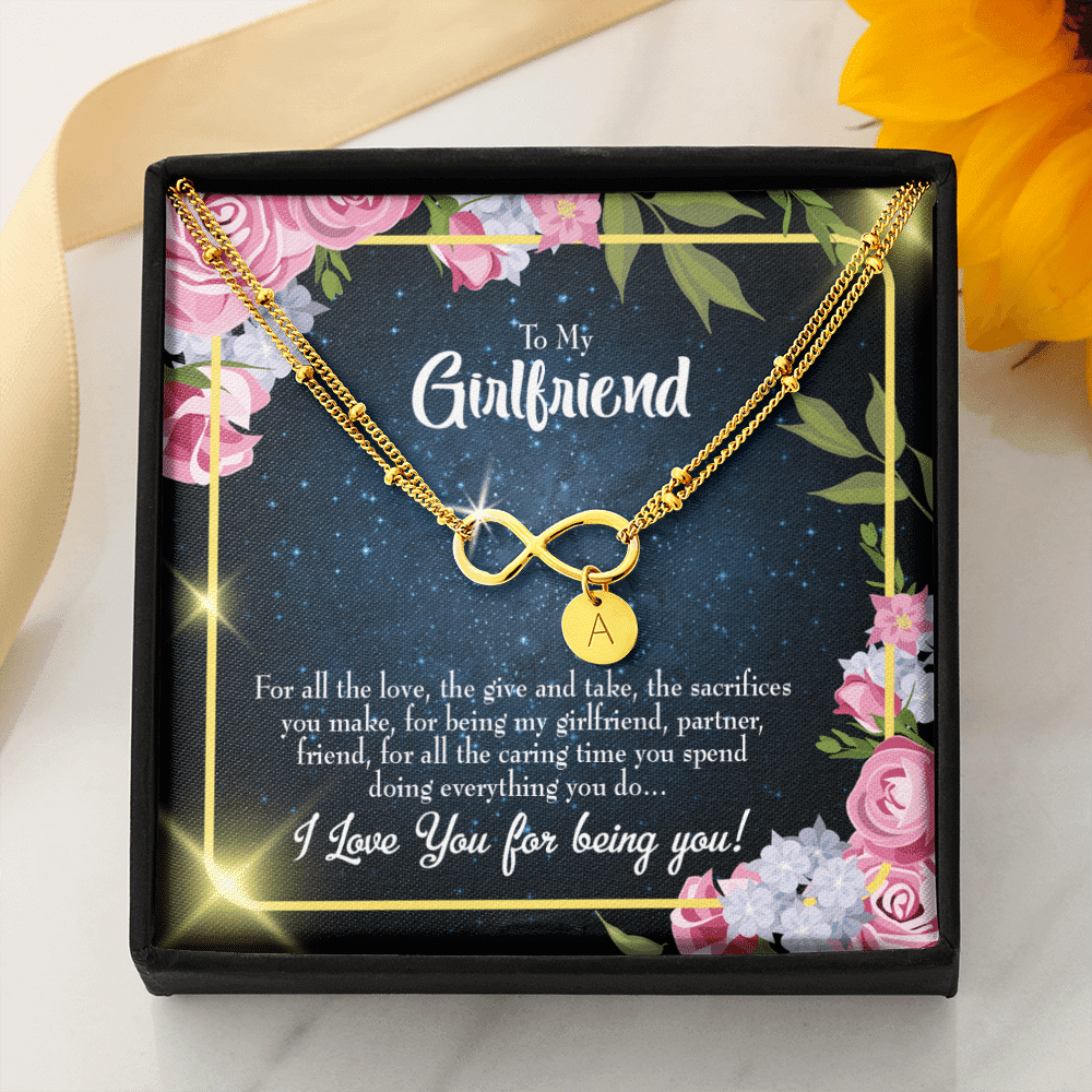 To My Girlfriend Being You Infinity Bracelet With Initial Charms - Infinity Bracelet