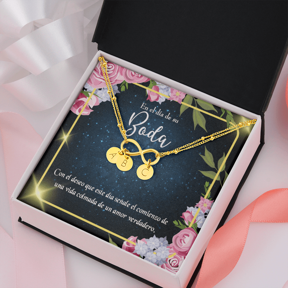 To My Wife En El D�a De Su Boda Infinity Bracelet With Initial Charms - Infinity Bracelet