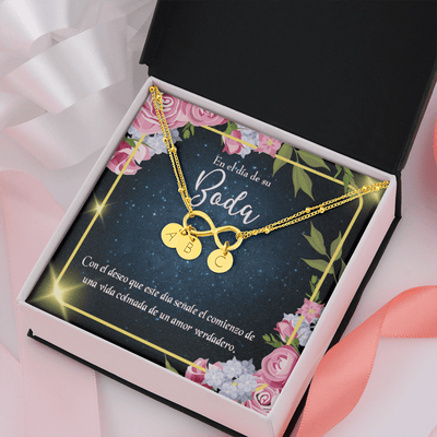 To My Wife En El D�a De Su Boda Infinity Bracelet With Initial Charms - Infinity Bracelet
