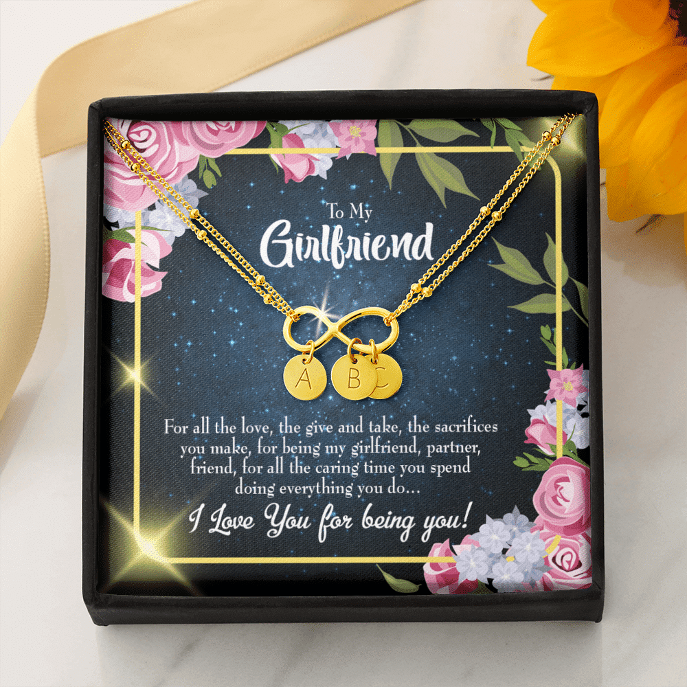 To My Girlfriend Being You Infinity Bracelet With Initial Charms - Infinity Bracelet