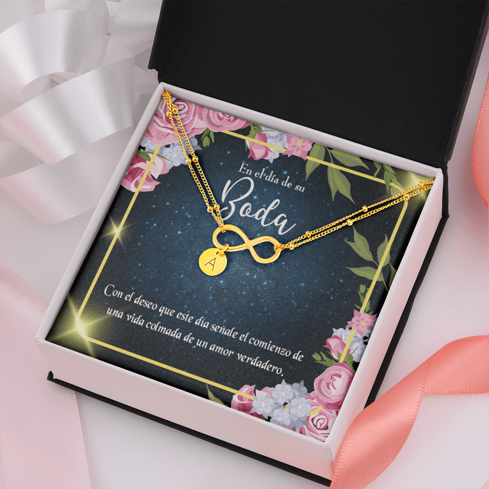 To My Wife En El D�a De Su Boda Infinity Bracelet With Initial Charms - Infinity Bracelet
