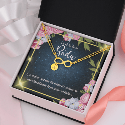 To My Wife En El D�a De Su Boda Infinity Bracelet With Initial Charms - Infinity Bracelet