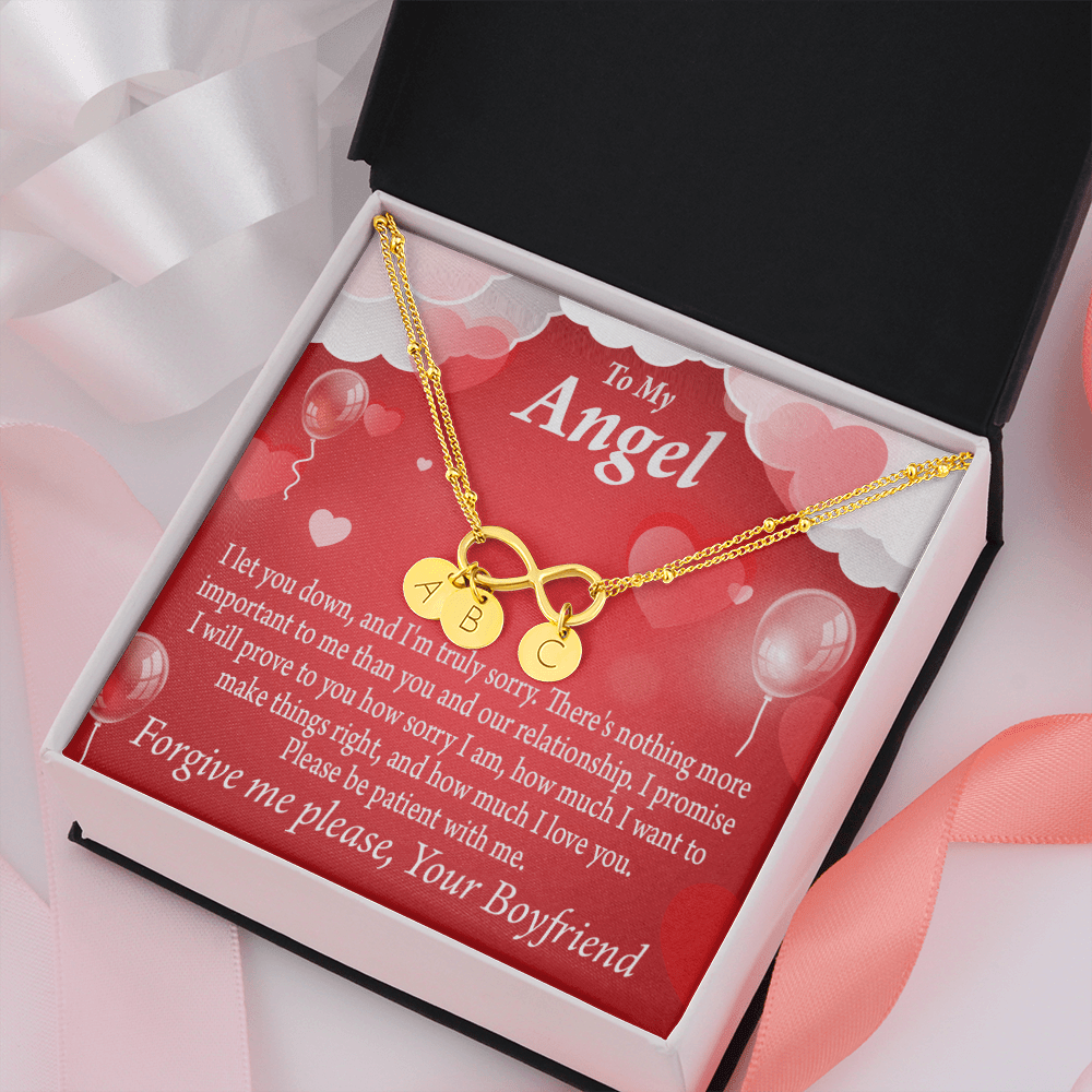 To My Girlfriend Forgive Me Infinity Bracelet With Initial Charms - Infinity Bracelet