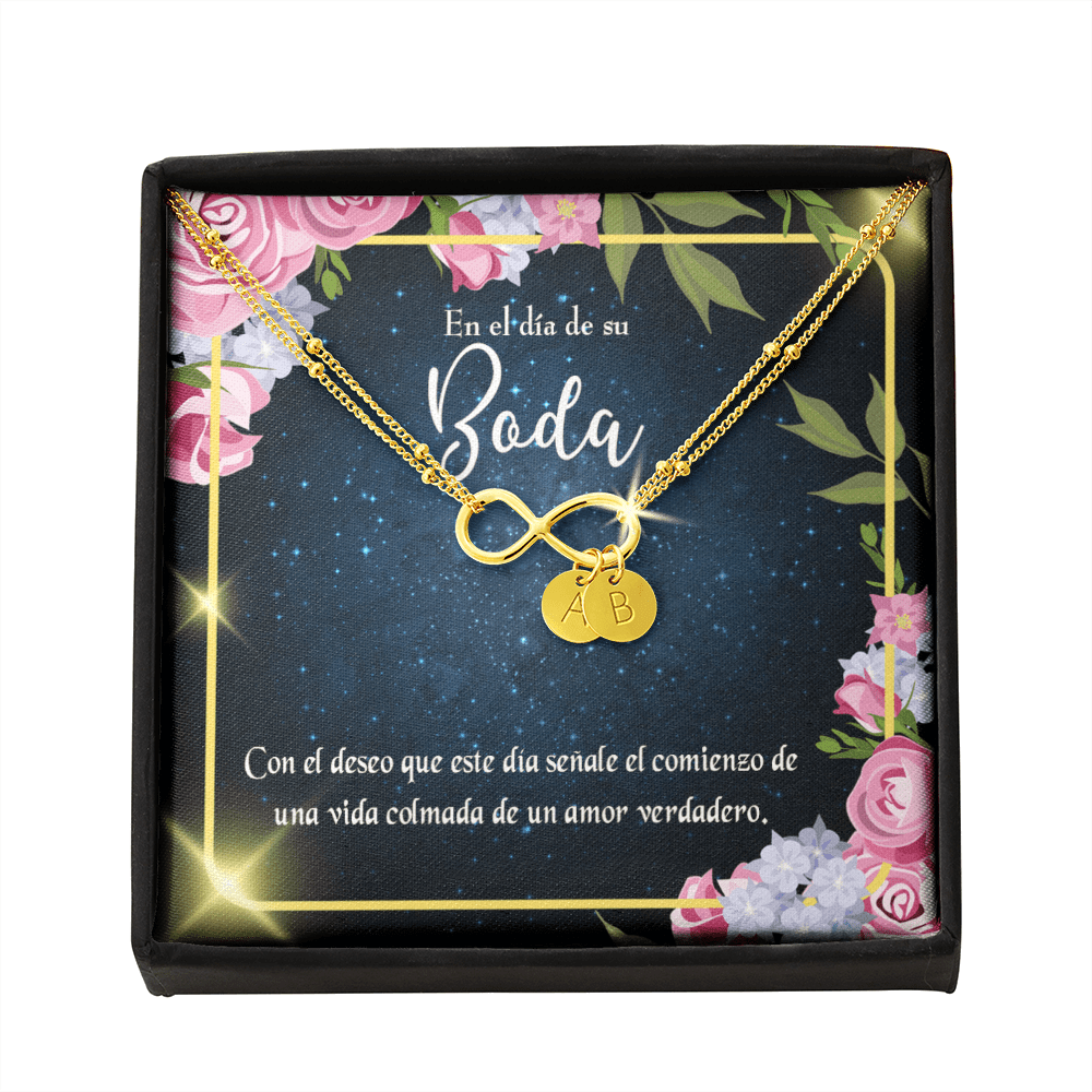 To My Wife En El D�a De Su Boda Infinity Bracelet With Initial Charms - Infinity Bracelet