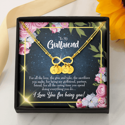 To My Girlfriend Being You Infinity Bracelet With Initial Charms - Infinity Bracelet