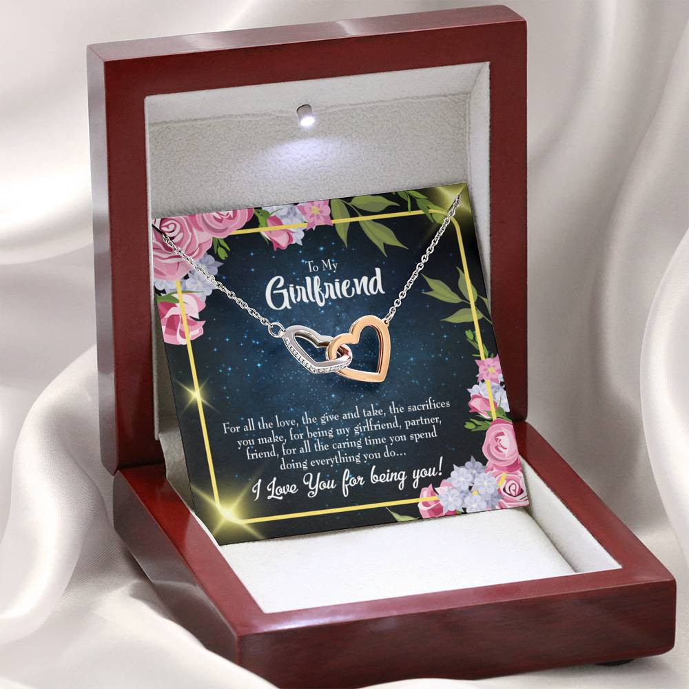 Future Wife Fiance Gift Girlfriend Inseparable Love Pendant 18k Rose Gold Finish 16� Engagement Wedding Gift - Interlocking Hearts Necklace