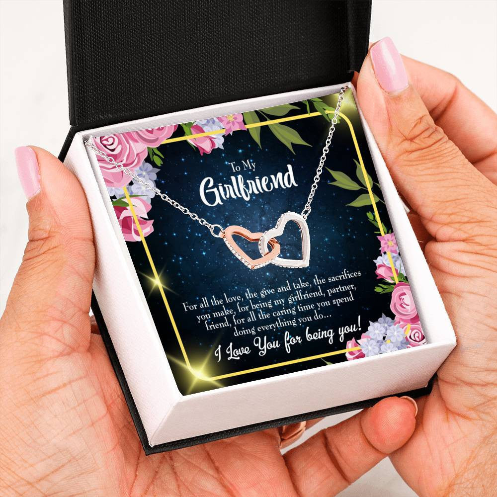 Future Wife Fiance Gift Girlfriend Inseparable Love Pendant 18k Rose Gold Finish 16� Engagement Wedding Gift - Interlocking Hearts Necklace