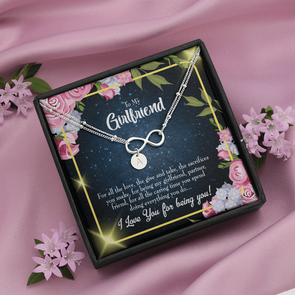 To My Girlfriend Being You Infinity Bracelet With Initial Charms - Infinity Bracelet
