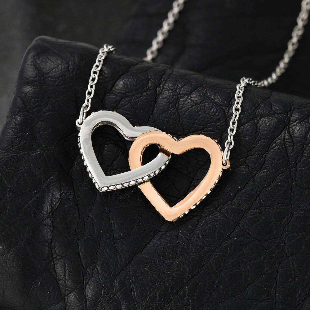 Future Wife Fiance Gift Girlfriend Inseparable Love Pendant 18k Rose Gold Finish 16� Engagement Wedding Gift - Interlocking Hearts Necklace