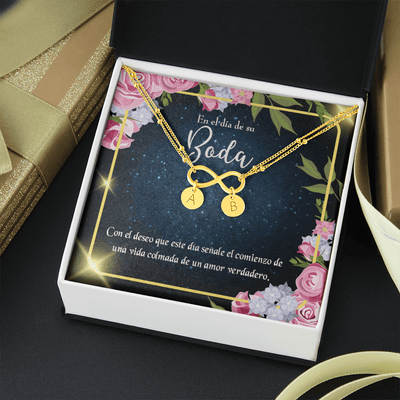 To My Wife En El D�a De Su Boda Infinity Bracelet With Initial Charms - Infinity Bracelet