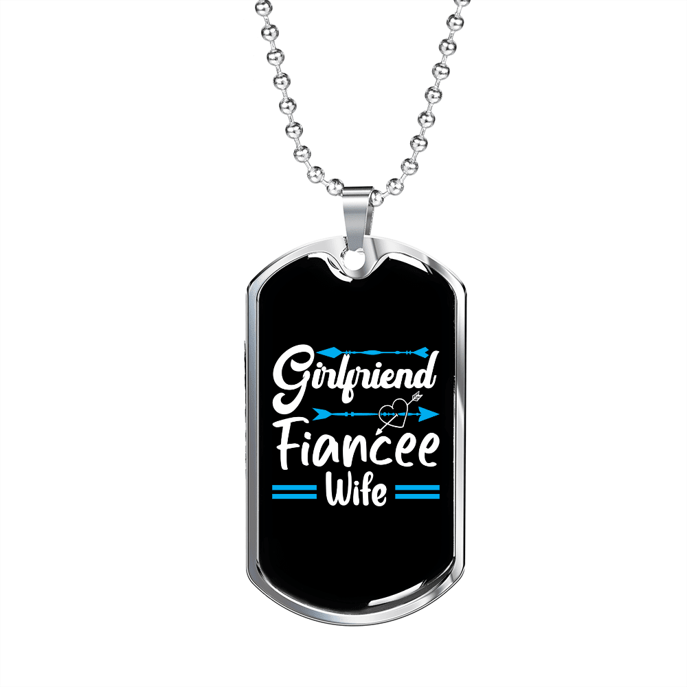 To My Girlfriend Girlfriend Fiancee Wife Blue Necklace Stainless Steel or 18k Gold Dog Tag 24" Chain - Luxury Love Messages Dog Tag Gifts For Man, Woman